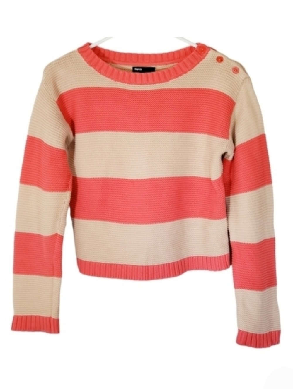Gap Kids Knit Striped Sweater Coral Cream Size XXL (14-16)